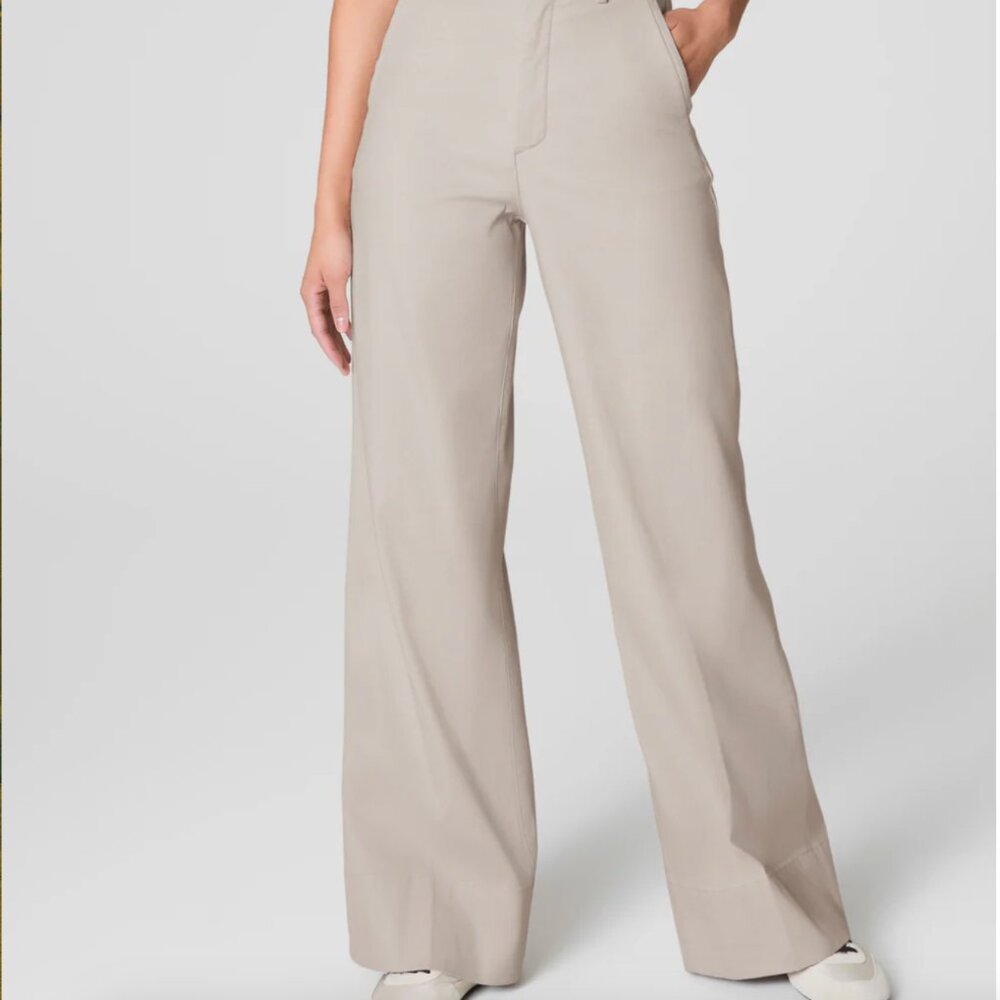 SPANXsupersmooth™ Stretch Twill Wide Leg Pant | Bone| Sz XL Tall